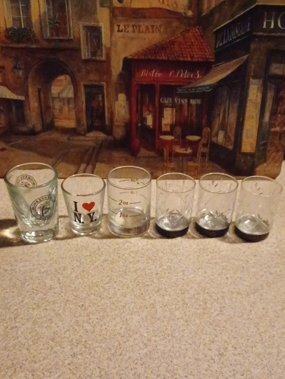 Assorted Clear Glass Shots 6
